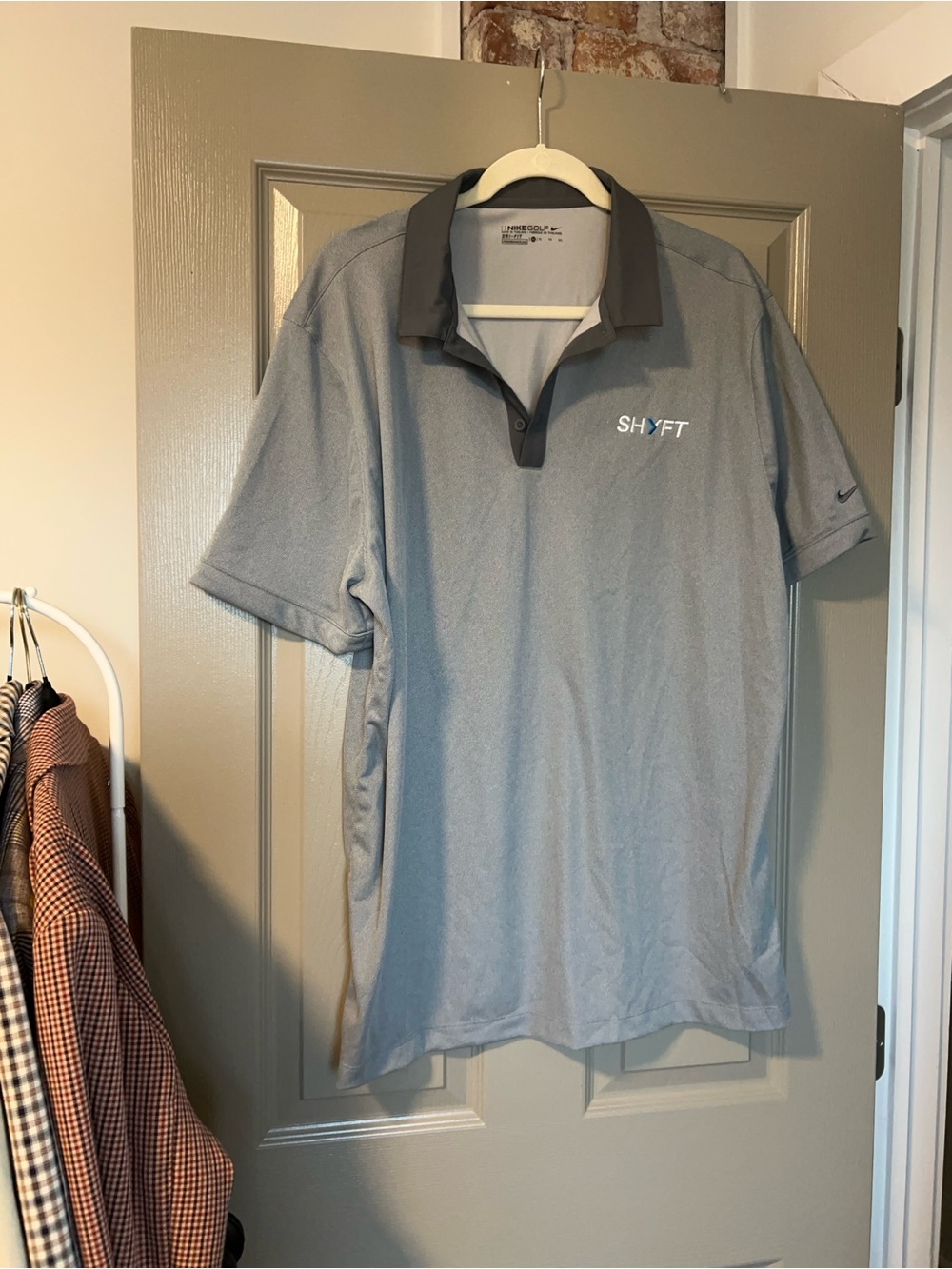 Nike Men’s Light Gray Polo with Dark Gray Contrast Collar